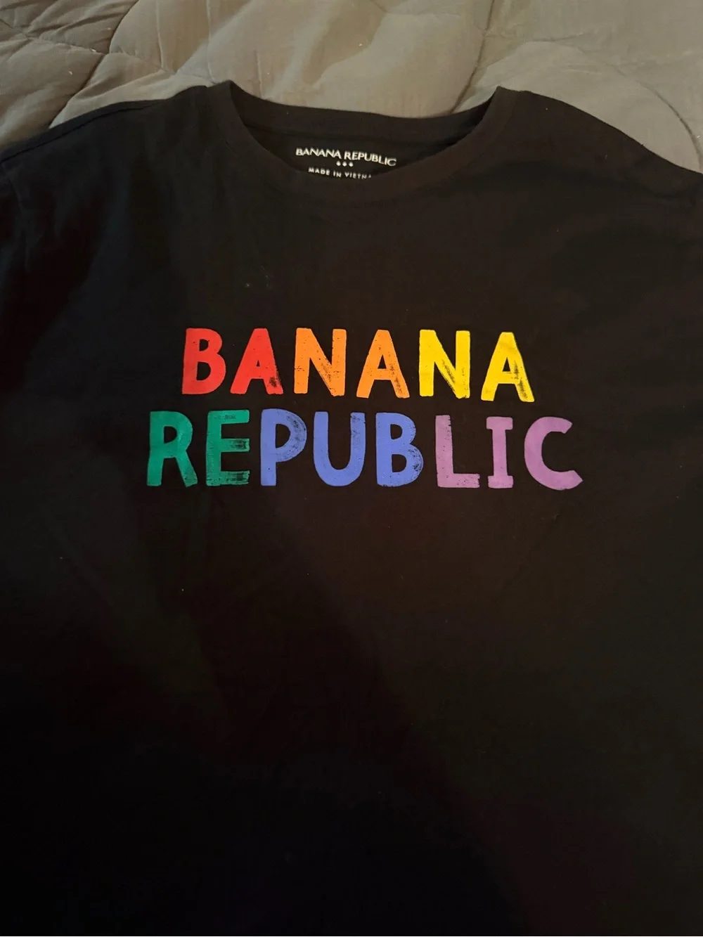Banana Republic Black Tee with Multicolor Logo
